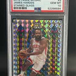 2019-20 Panini Mosaic James Harden Stained Glass Case Hit SSP PSA 10 MT