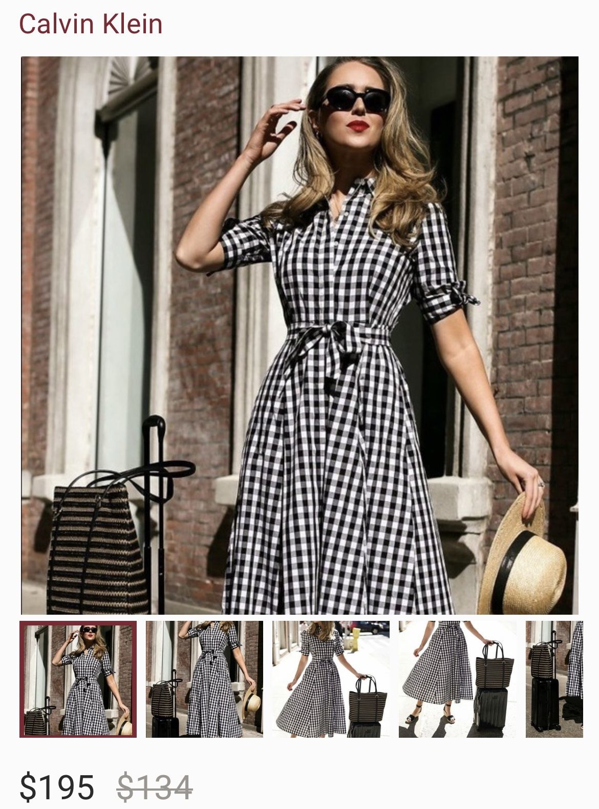 Calvin Klein Gingham Maxi Dress