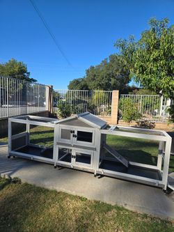 Large Rabbit Hutch (93"L) - 2-Story, Dual Runs & 4 Trays