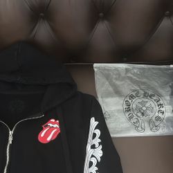 Black Rolling Stones Chrome Heart Jacket