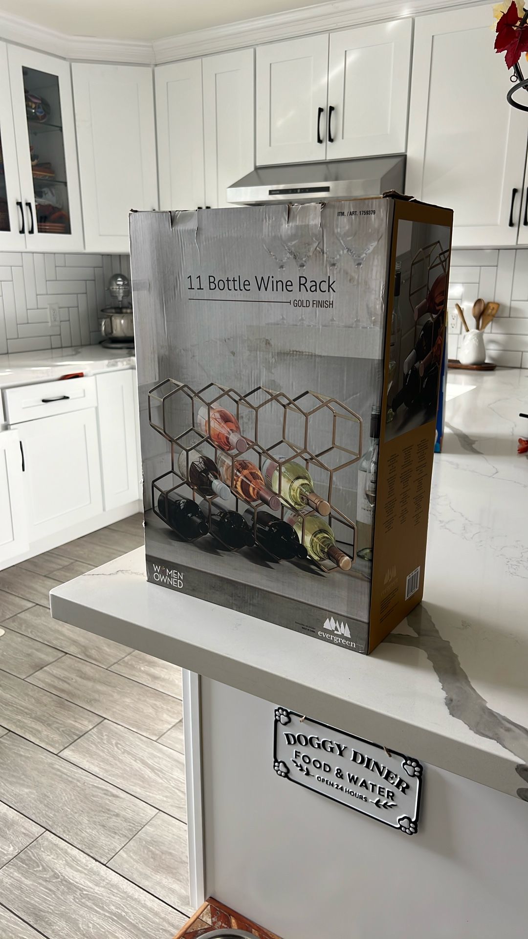 11 Bottle Wine Rack - Gold Finish