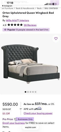 King size bed (dark grey)