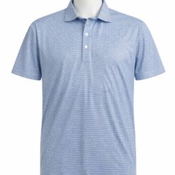 Collars & Co Shark Tank Dress Collar Polo Shirt  NWT $88 Size M Blue Geometric