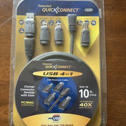 Brand new 4-in-1 USB cable set by Quick Connect! ✔️ 6ft cable length ✔️ 24 karat gold-plated connectors ✔️ Supports USB-C, Lightning, and Micro USB ✔️