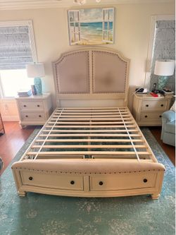 Queen bed frame with drawers