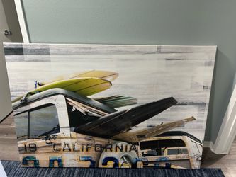 California canvas 5 ft x 41" surf board woody cars