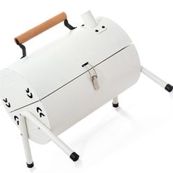 Charcoal Barbecue Grill Double Sided Metal Charcoal BBQ Grill Charcoal Cooking Grill Portable sturdy for Camping Picnics Parties (White)