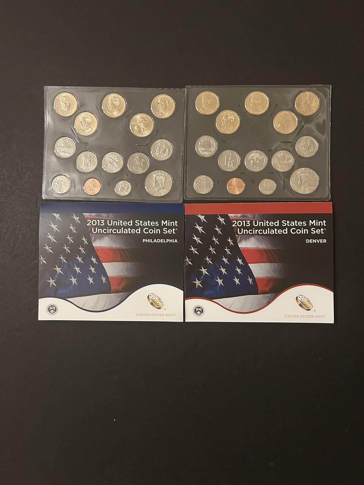 Coins - Uncirculated 2013 Mint Set in Original Mint Packaging - 14 Philadelphia Coins and 14 Denver Coins – Total 28 Coins $33