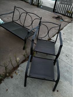 Metal Patio Set (Bench, Chair, Ottoman)