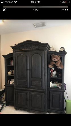 3piece solid wood TV armoire / shelves