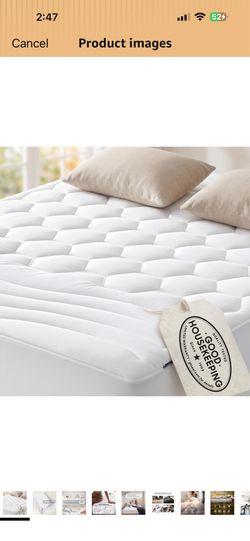 Bedsure Queen Mattress Pad - Quilted Fitted Mattress Topper Protector