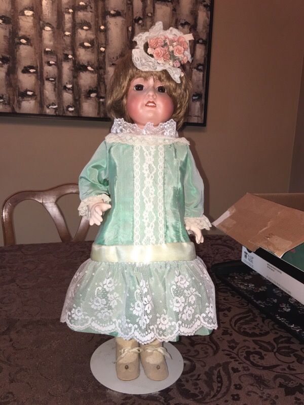 Antique MB Japan 5 Morim Bisque Composition Girl Doll 18" Tall