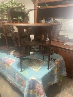 Antique Victorian Multi-Tier Wooden Parlor Table (33.5" x 29")