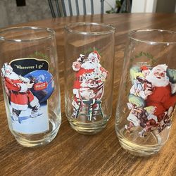 (3) Like New Mint Condition Vintage Coca-Cola Drinking Glasses 