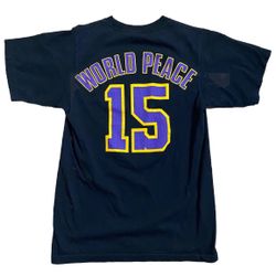 Adidas LA Lakers Metta World Peace #15 Black Graphic T-Shirt Men’s Small NBA