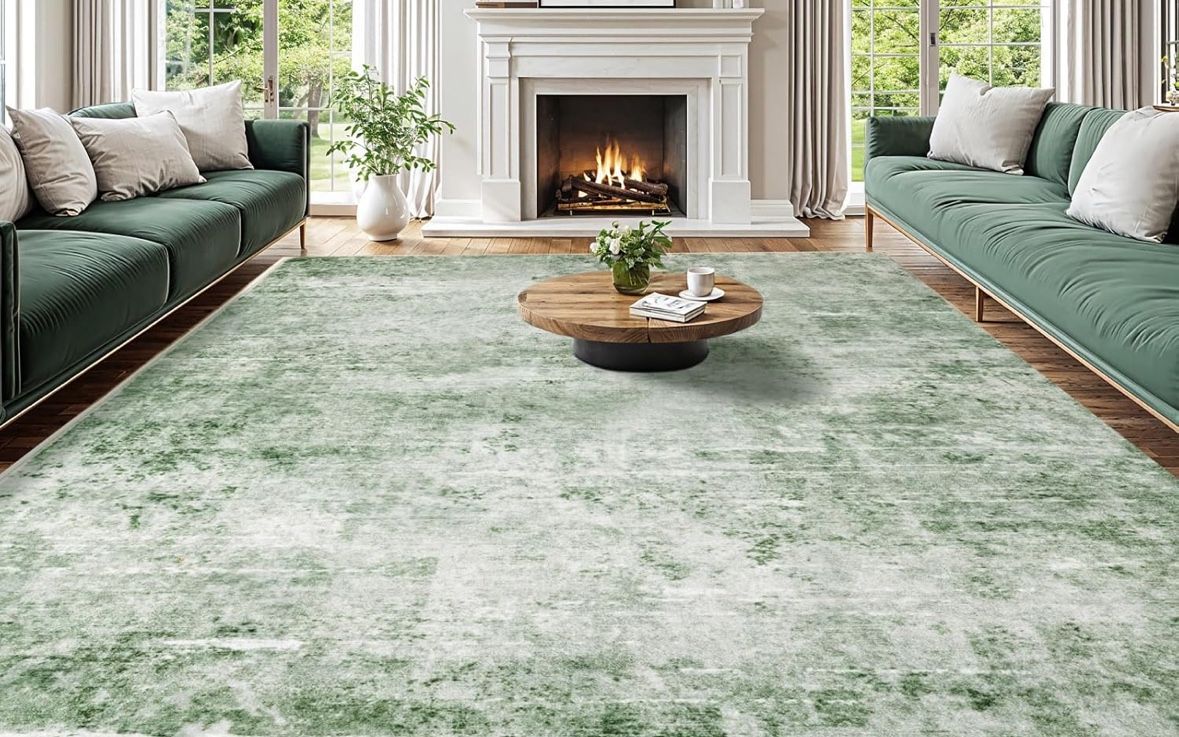 9x12 Washable Area Rug Carpet Green Brand New