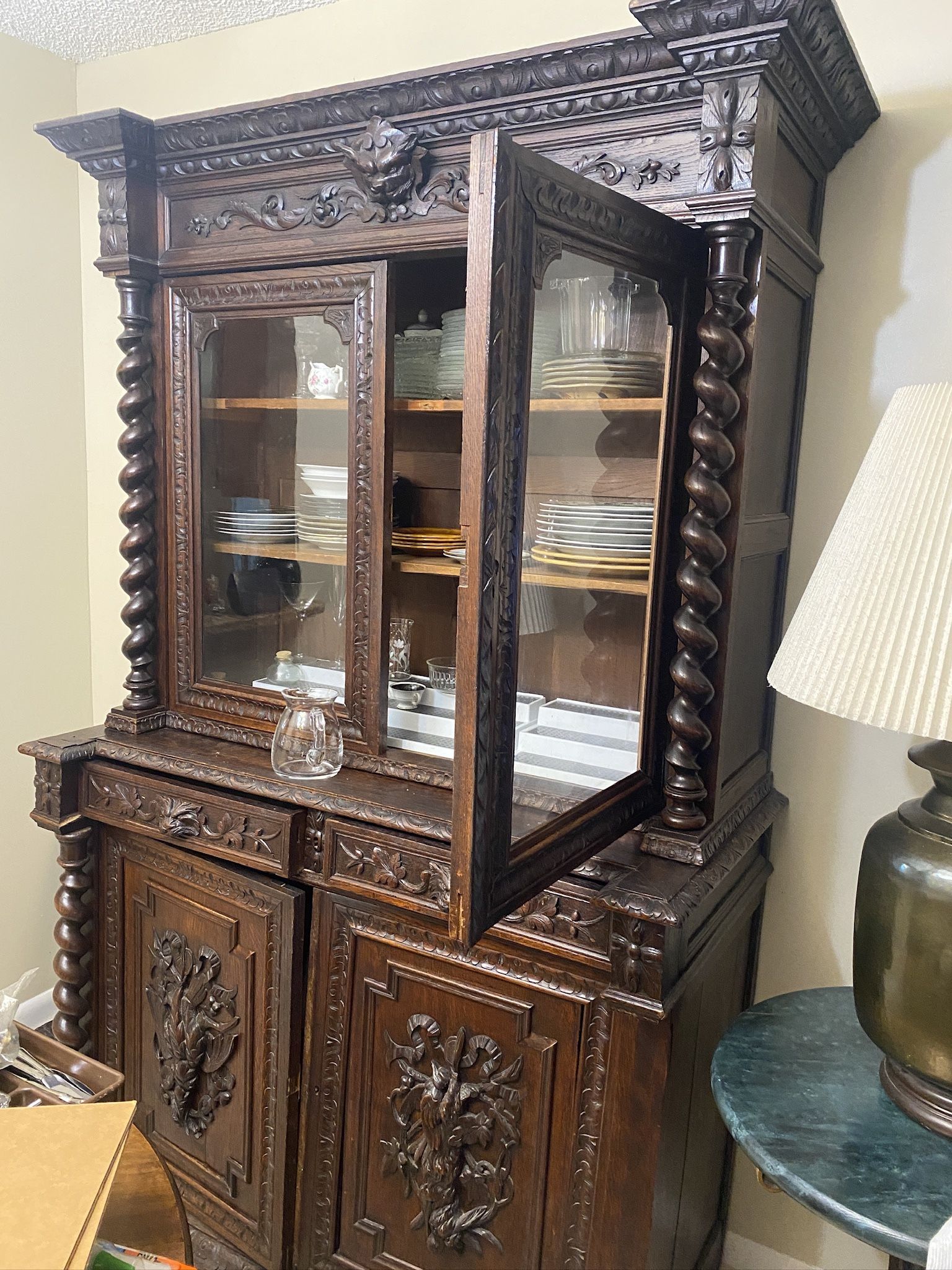 Heavily Carved French Renaissance Display Casr