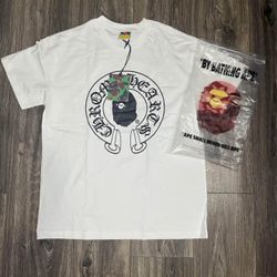 Bape X Chrome Hearts White Tshirt Size Large