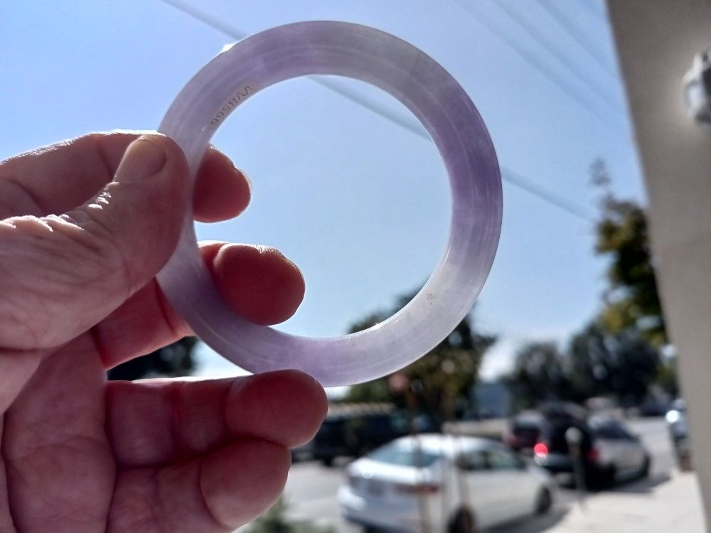 All Natural Myanmar Jade Jadeite Bangle. 58 mm Lavender .
