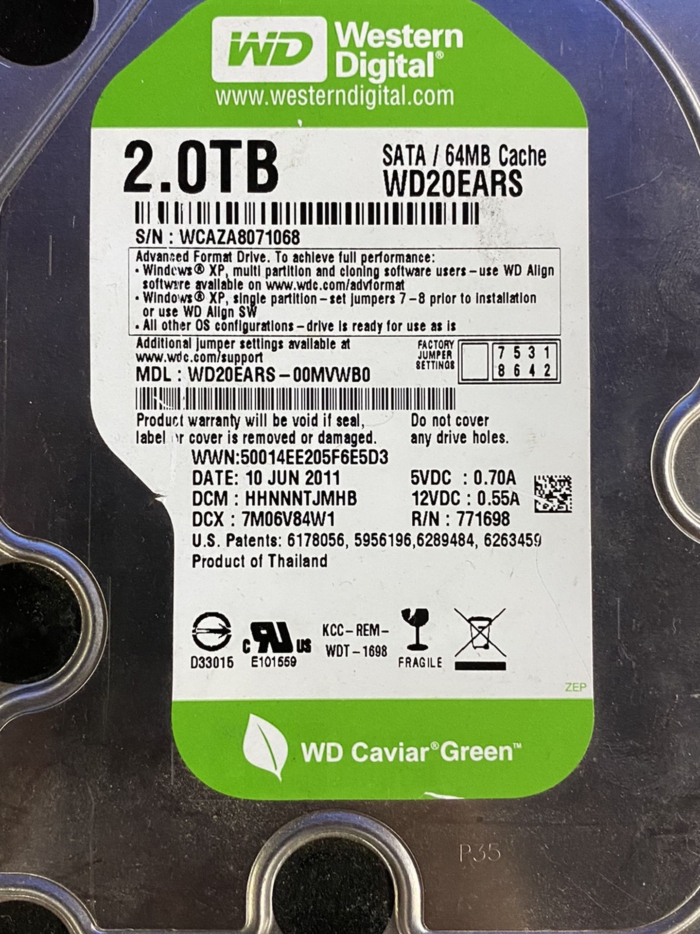 Wd20ears Western Digital Caviar Green 2tb Western Digital Caviar