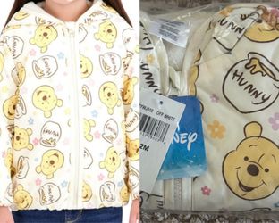 New Winnie the Pooh Character Toddler Girl Jacket with Hood and Ears - Multiple Sizes Available