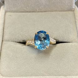 14K Gold & Diamond Blue Topaz Ring 💎💙💍🦋