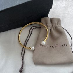 David Yurman Yellow Gold Pearl Line Classic Bracelet
