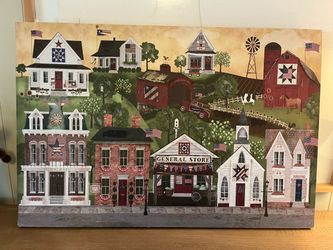 Large Americana Folk Canvas Wall Art