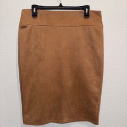 Camel Faux Suede Pencil Skirt