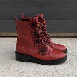 Bruno Premi Anthropologie Floral Ankle Combat Boots 36