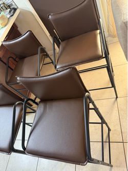 New set of brown faux leather bar stools