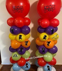 Big colorful balloon columns rainbow