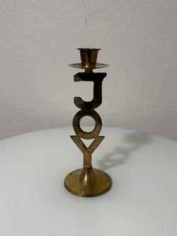 Solid Brass JOY Candle Holder