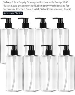 Didaey 8-Pack 16 Oz Refillable Pump Bottles