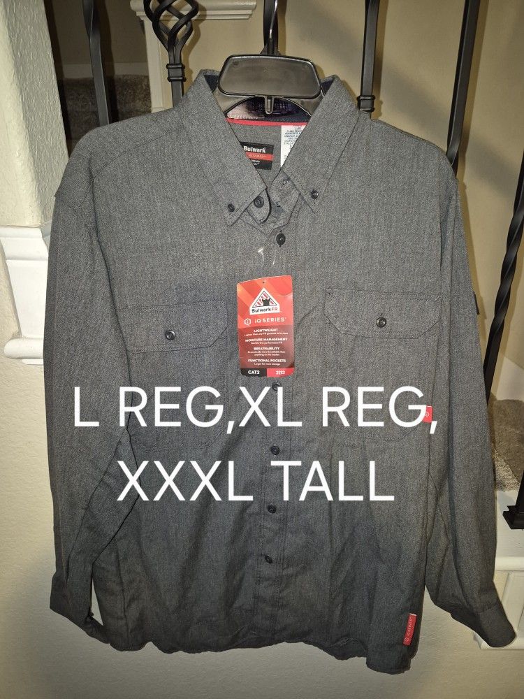 BULWARK FRC IQ SERIES LIGHT WEIGHT CONFORT GREY BUTTON UP SHIRTS