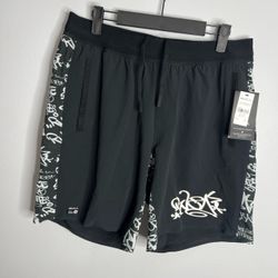 RVCA Dmote Yogger Plus Graffiti Shorts Mens Medium Black Artist Network Program