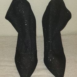Brash Spicy Sparkle Speckled Women's Black Ankle Boots (Size 11)
