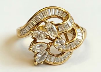 Retro-Inspired Filigree-Style Ring, Delicate Luxury, 14K Gold-Plated Setting with Sparkling Synthetic Cubic Zirconia, Perfect for Everyday Sophisticat