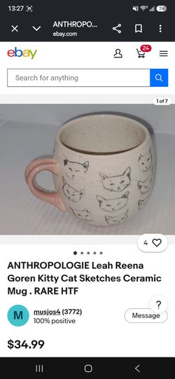 Rare Anthropologie cat mug