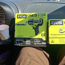 Ryobi 18V 1/2" Impact Wrench & Ryobi 18V Lithium Battery Starter Kit