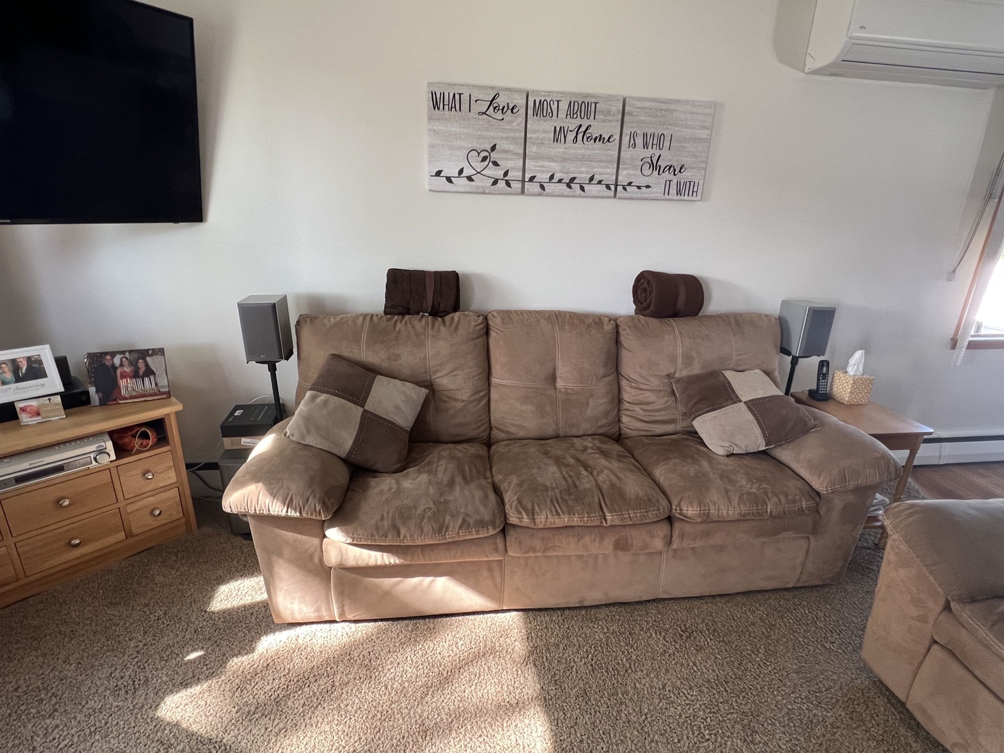 Beige Micro Fiber Couch Sofa FREE