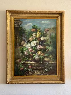 GORGEOUS X-LARGE ORIGINAL OIL PAINTING WITH FRAME