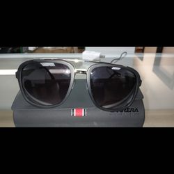 New Carerra Matte Black Ruthenium Aviator Authentic Sunglasses 