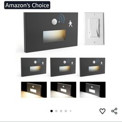 1502: New 4 Pack 3CCT 120V Motion Sensor Step Lights with Dimmer Switch, Black
LED Stair Lights Indoor Outdoor, 3000K/4000K/6000K, 0%-100% Dimmable, 5