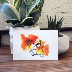 Charmander Starter Series Postcard - Limited Edition Ink & Watercolor Art Print for Pokémon Fans