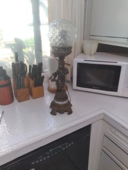Crystal Globe Statuette Lamp Antique