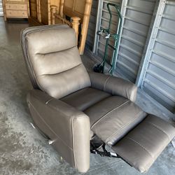 Gray Leather, Full 360, Rotating Reclining Chair Sofa