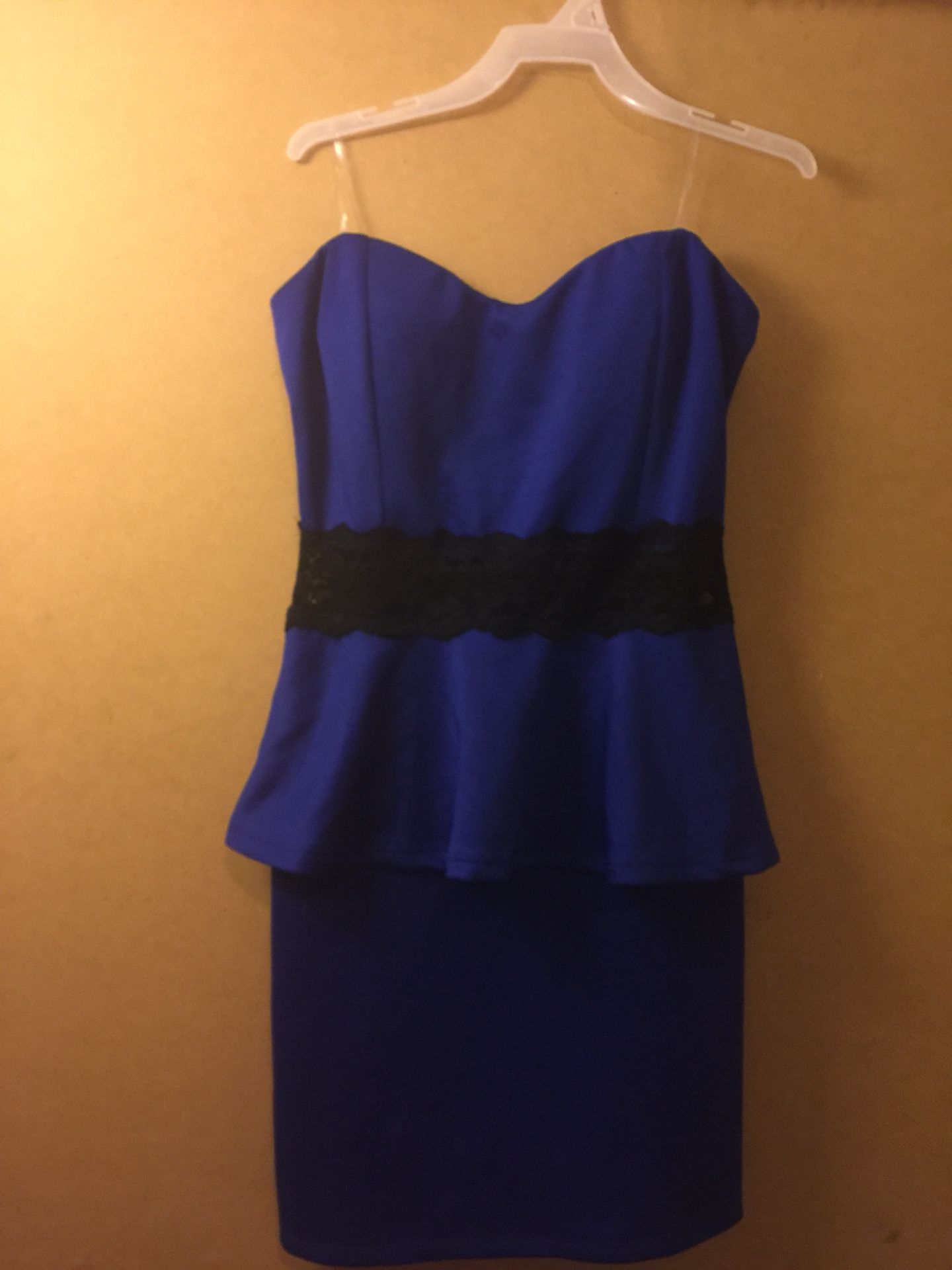 Blue with black short dress