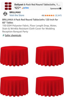 Red table covers ROUND 120”