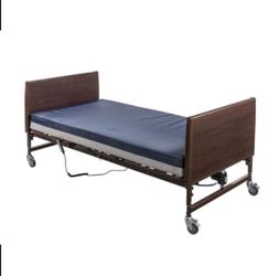 Bariatric Hospital Bed with Handheld controller, mattress and railings.